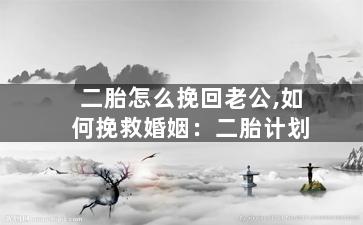 二胎怎么挽回老公,如何挽救婚姻：二胎计划