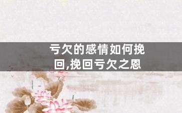 亏欠的感情如何挽回,挽回亏欠之恩