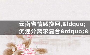 云南省情感挽回,“沉迷分离求复合”——云南情感挽回
