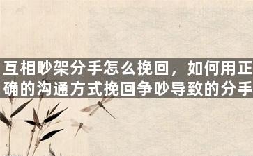 互相吵架分手怎么挽回，如何用正确的沟通方式挽回争吵导致的分手？