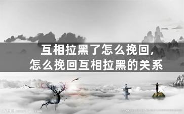 互相拉黑了怎么挽回,怎么挽回互相拉黑的关系