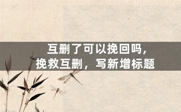 互删了可以挽回吗,挽救互删，写新增标题