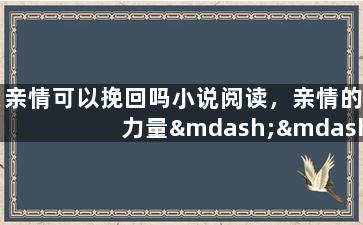 亲情可以挽回吗小说阅读，亲情的力量——一部感人小说
