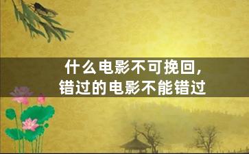 什么电影不可挽回,错过的电影不能错过