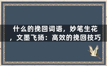 什么的挽回词语，妙笔生花，文墨飞扬：高效的挽回技巧