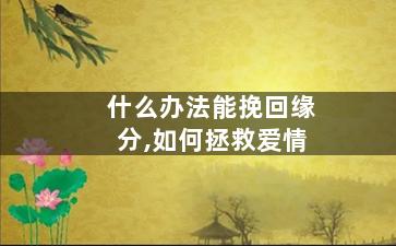 什么办法能挽回缘分,如何拯救爱情