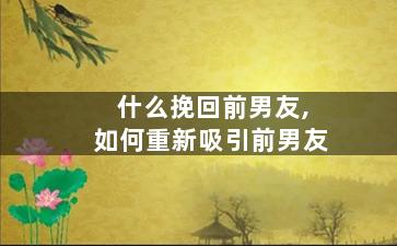 什么挽回前男友,如何重新吸引前男友