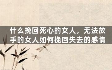 什么挽回死心的女人，无法放手的女人如何挽回失去的感情