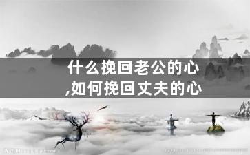 什么挽回老公的心,如何挽回丈夫的心