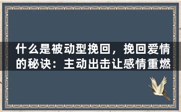 什么是被动型挽回，挽回爱情的秘诀：主动出击让感情重燃