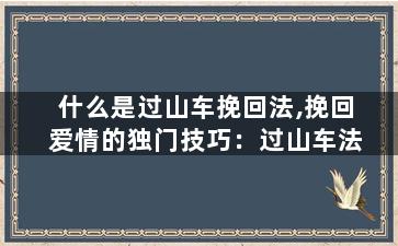 什么是过山车挽回法,挽回爱情的独门技巧：过山车法