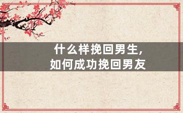 什么样挽回男生,如何成功挽回男友