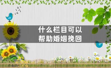 什么栏目可以帮助婚姻挽回（什么电视台有挽回婚姻的节目）