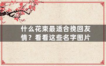 什么花束最适合挽回友情？看看这些名字图片（什么花的花语是挽回爱情）
