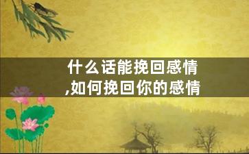 什么话能挽回感情,如何挽回你的感情