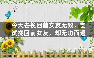今天去挽回前女友无效，尝试挽回前女友，却无功而返
