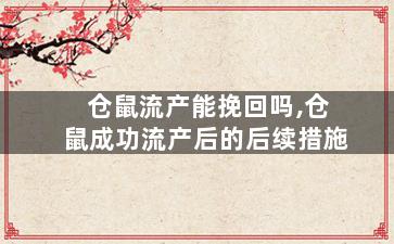 仓鼠流产能挽回吗,仓鼠成功流产后的后续措施