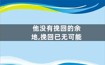 他没有挽回的余地,挽回已无可能