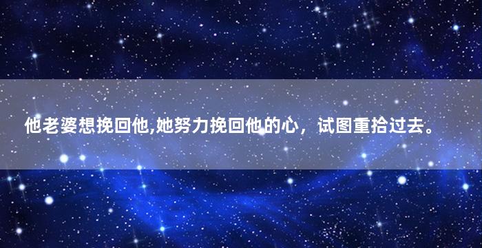 他老婆想挽回他,她努力挽回他的心，试图重拾过去。