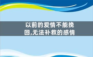 以前的爱情不能挽回,无法补救的感情