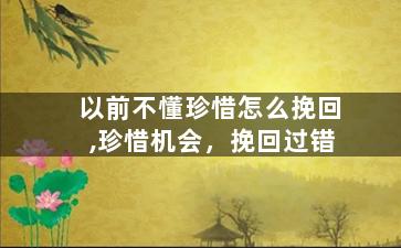 以前不懂珍惜怎么挽回,珍惜机会，挽回过错
