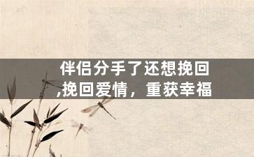 伴侣分手了还想挽回,挽回爱情，重获幸福