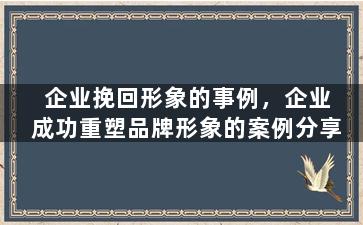 企业挽回形象的事例，企业成功重塑品牌形象的案例分享