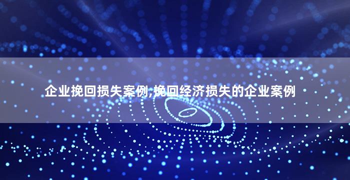 企业挽回损失案例,挽回经济损失的企业案例