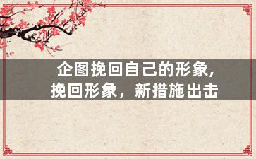 企图挽回自己的形象,挽回形象，新措施出击