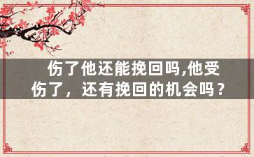 伤了他还能挽回吗,他受伤了，还有挽回的机会吗？