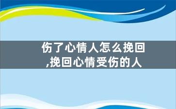 伤了心情人怎么挽回,挽回心情受伤的人