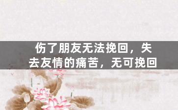伤了朋友无法挽回，失去友情的痛苦，无可挽回