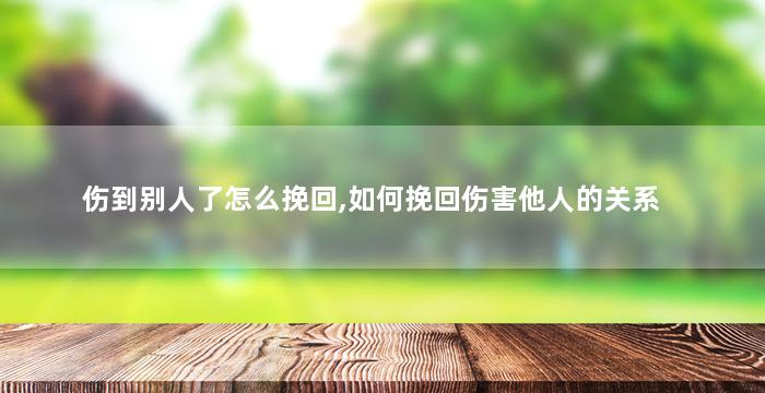 伤到别人了怎么挽回,如何挽回伤害他人的关系