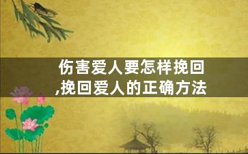 伤害爱人要怎样挽回,挽回爱人的正确方法