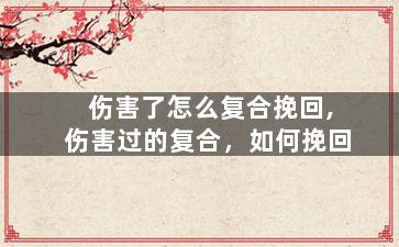 伤害了怎么复合挽回,伤害过的复合，如何挽回