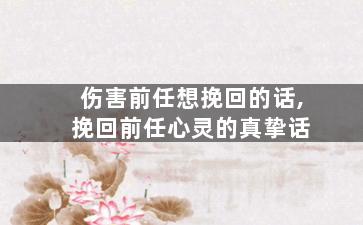 伤害前任想挽回的话,挽回前任心灵的真挚话