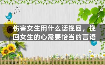 伤害女生用什么话挽回，挽回女生的心需要恰当的言语