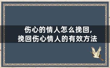 伤心的情人怎么挽回,挽回伤心情人的有效方法