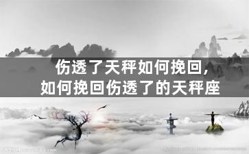 伤透了天秤如何挽回,如何挽回伤透了的天秤座