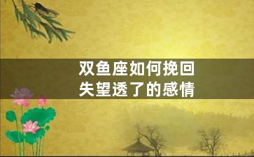 双鱼座如何挽回失望透了的感情