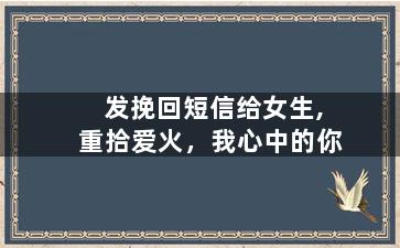 发挽回短信给女生,重拾爱火，我心中的你