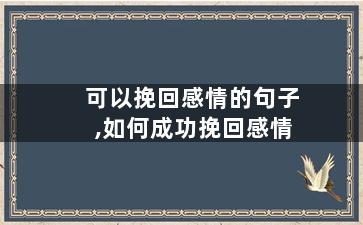 可以挽回感情的句子,如何成功挽回感情