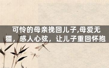 可怜的母亲挽回儿子,母爱无疆，感人心弦，让儿子重回怀抱