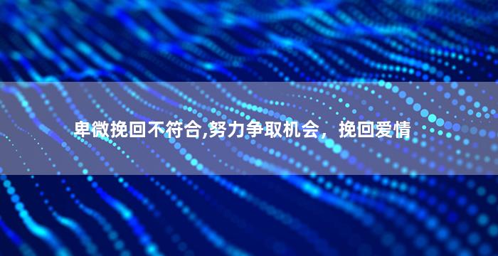 卑微挽回不符合,努力争取机会，挽回爱情