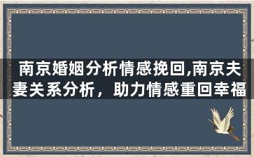 南京婚姻分析情感挽回,南京夫妻关系分析，助力情感重回幸福