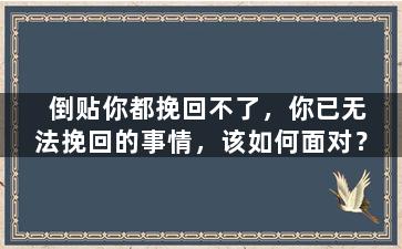 倒贴你都挽回不了，你已无法挽回的事情，该如何面对？