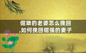 倔犟的老婆怎么挽回,如何挽回倔强的妻子