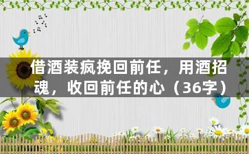 借酒装疯挽回前任，用酒招魂，收回前任的心（36字）