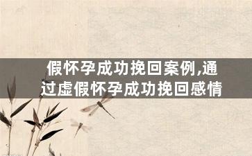 假怀孕成功挽回案例,通过虚假怀孕成功挽回感情