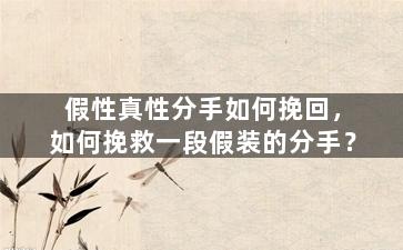 假性真性分手如何挽回，如何挽救一段假装的分手？